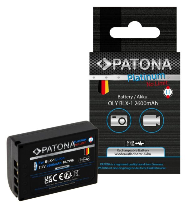 Platinum Battery with USB-C Input Olympus OM-1 OM1 BLX-1 BLX1