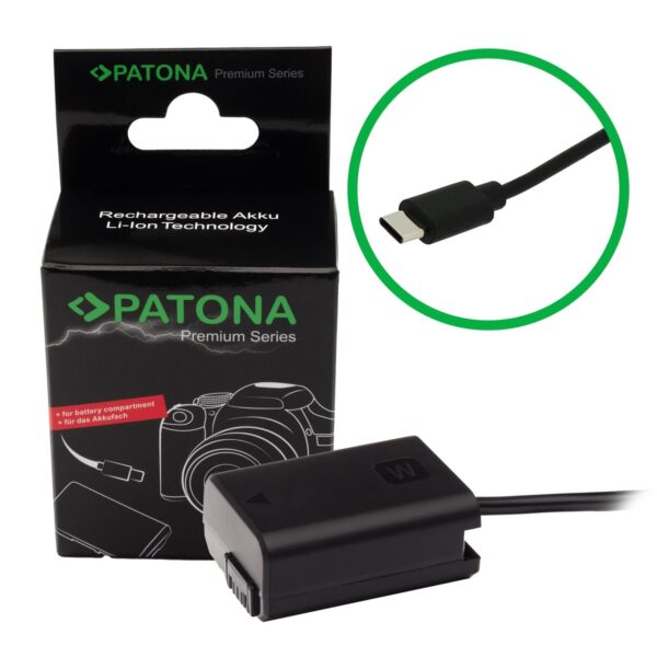 Premium USB-C Input battery adapter Sony NP-FW50 NEX-3 NEX.3C NEX-5